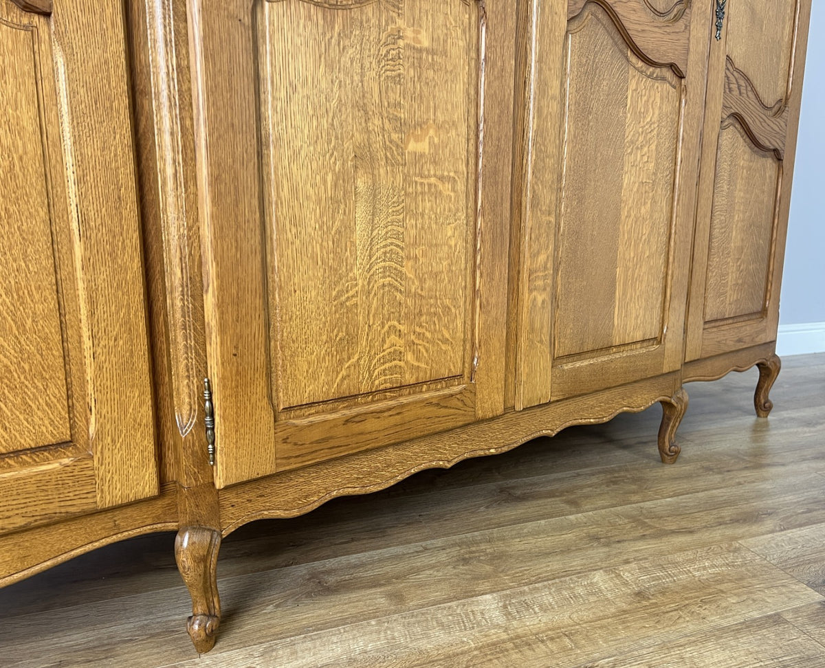Wardrobe Vintage French Louis XVI Style Oak Four Door Carved Armoire LOT 64557
