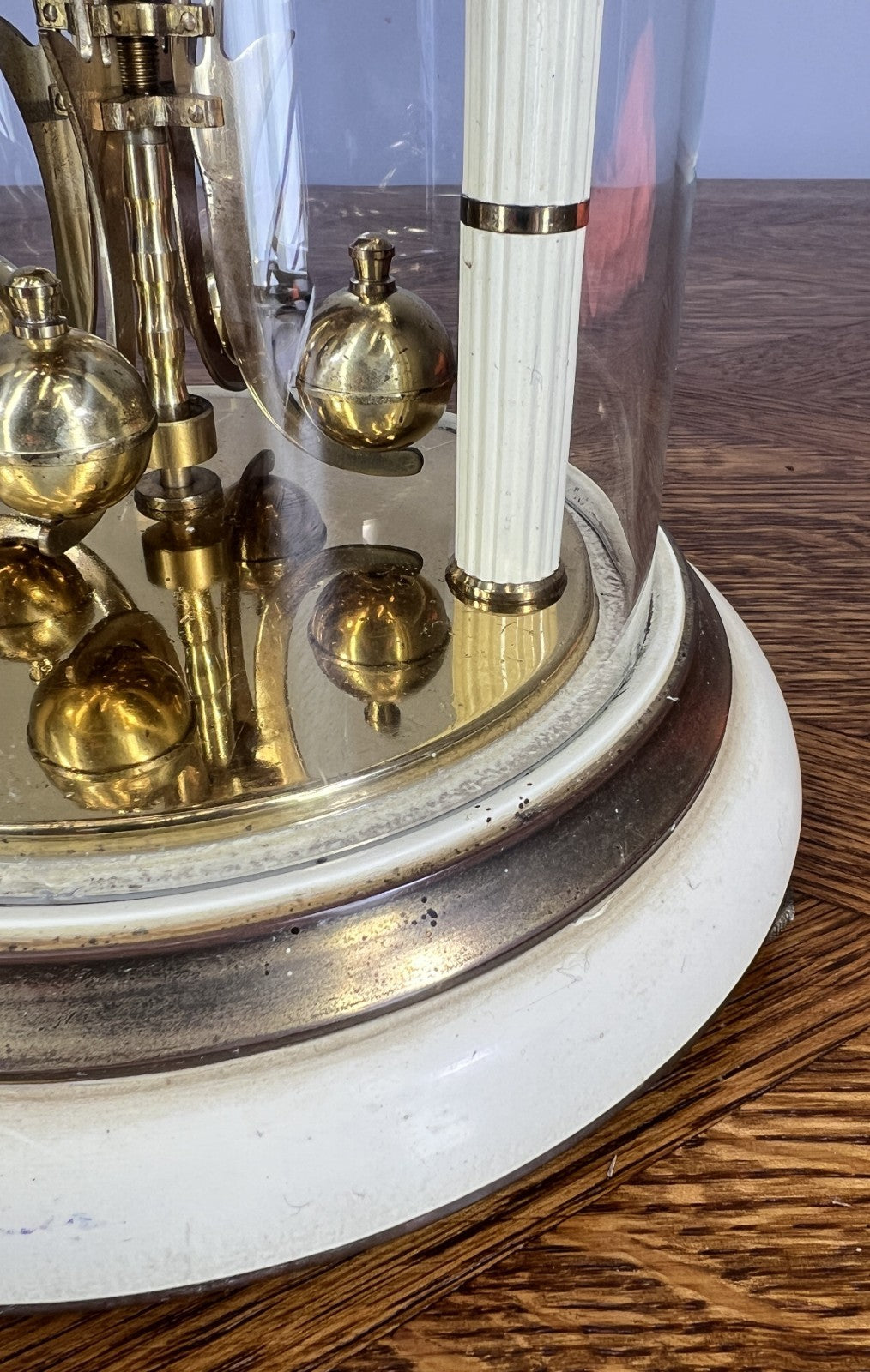 Clock Kern Vintage Style Glass Dome Brass Anniversary Clock LOT 46744