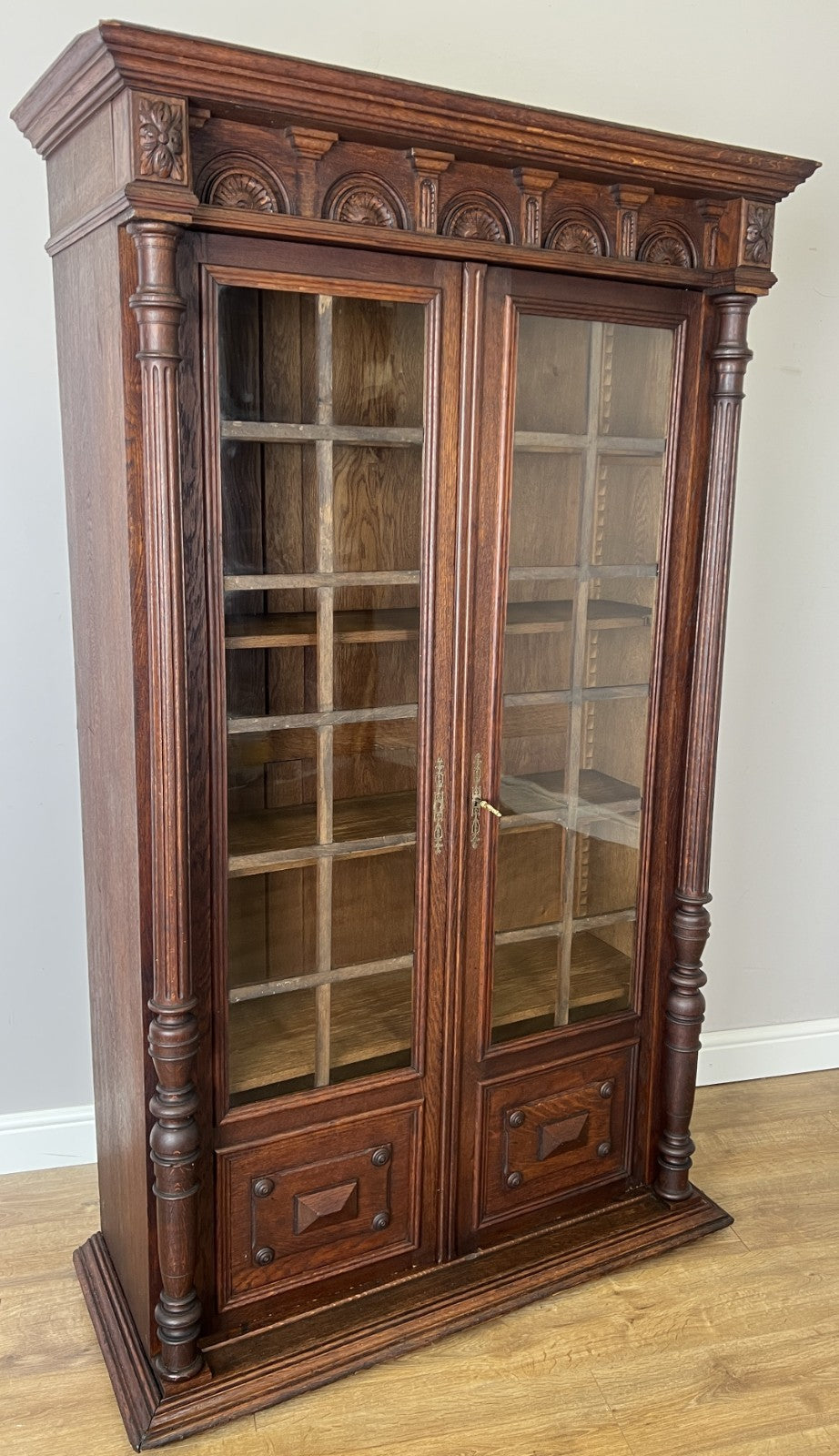 Bookcase Antique French Style Glazed Display Cabinet Oak Sideboard LOT 6545