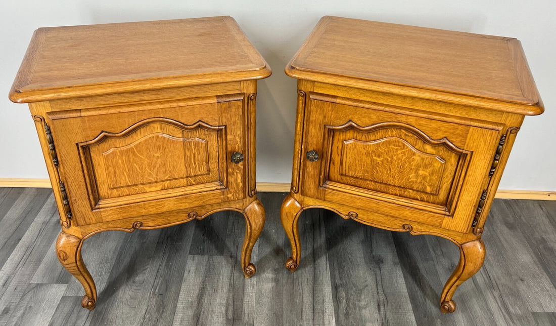 Pair of Bedside Tables Vintage French Style Louis Cupboards Cabinets LOT 28710