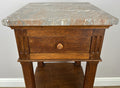 Bedside Table Antique French Style Marble Top Oak Cabinet Nightstand LOT 62363