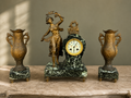 Clock Vintage French Style Marble Clock Figurine Garniture Set LOT 6061