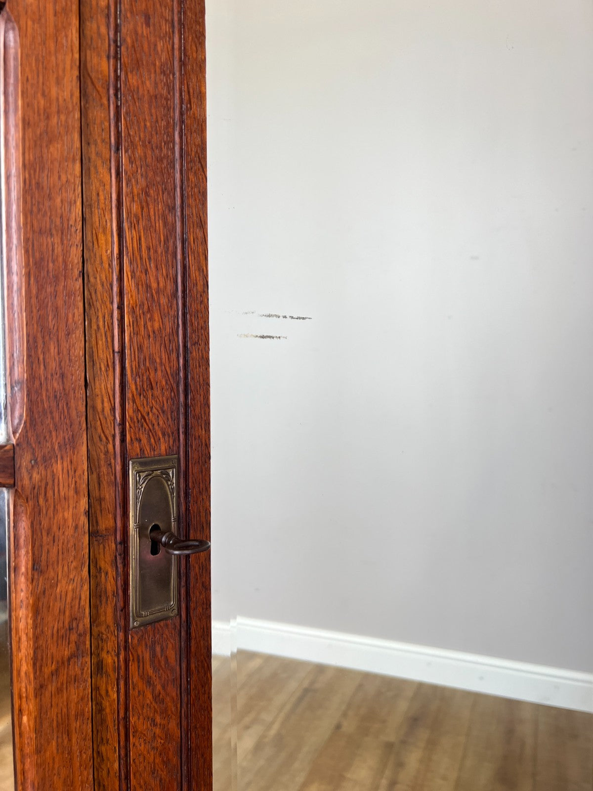 Wardrobe Antique French Style Oak Mirrored Door Carved Armoire LOT 6539