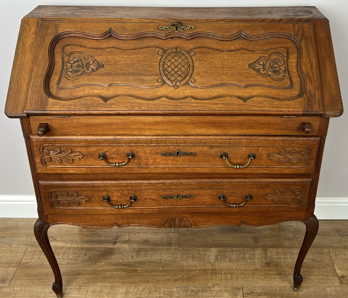 Secretaire Writing Desk Vintage French Louis Oak Rare Bureaux Cabinet LOT 63180