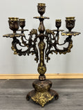 Candelabra Vintage French Brass 5 Arm Ornate Rococo Candle Holder LOT 44318