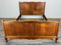 Bed Vintage French Louis XVI Oak Double Bed Frame Carved Headboard LOT 37881