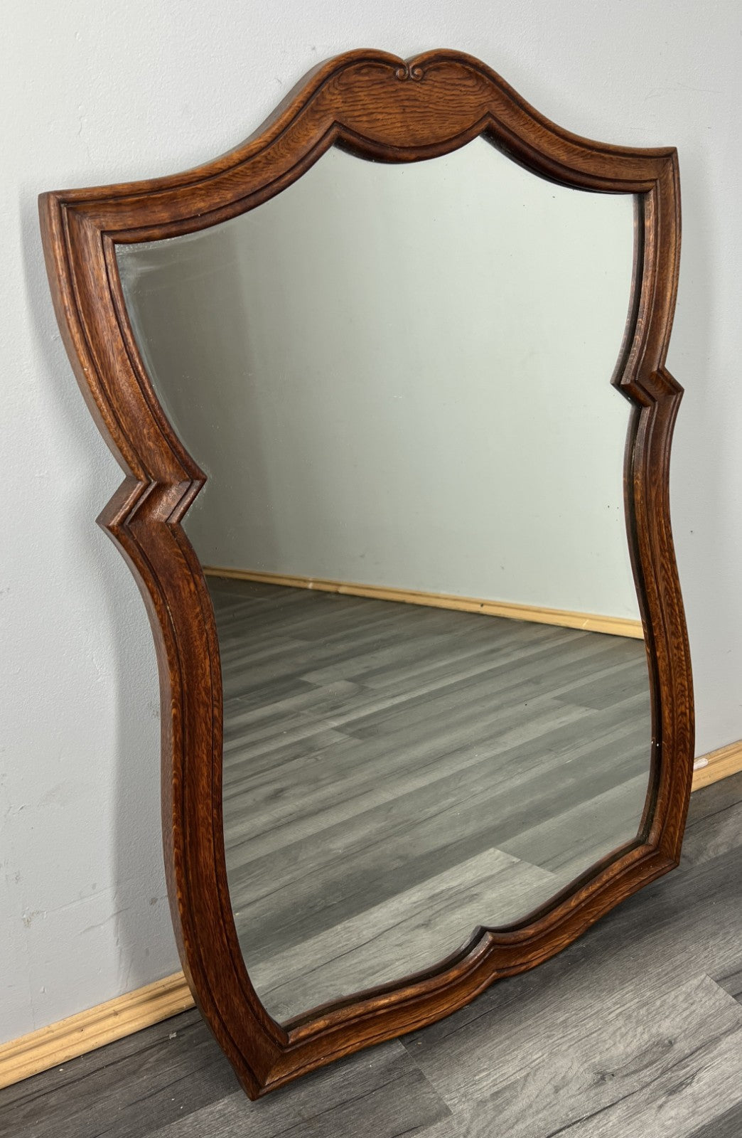 Vintage French Style Carved Oak Wall Mirror Ornate Wall Frame LOT 45420