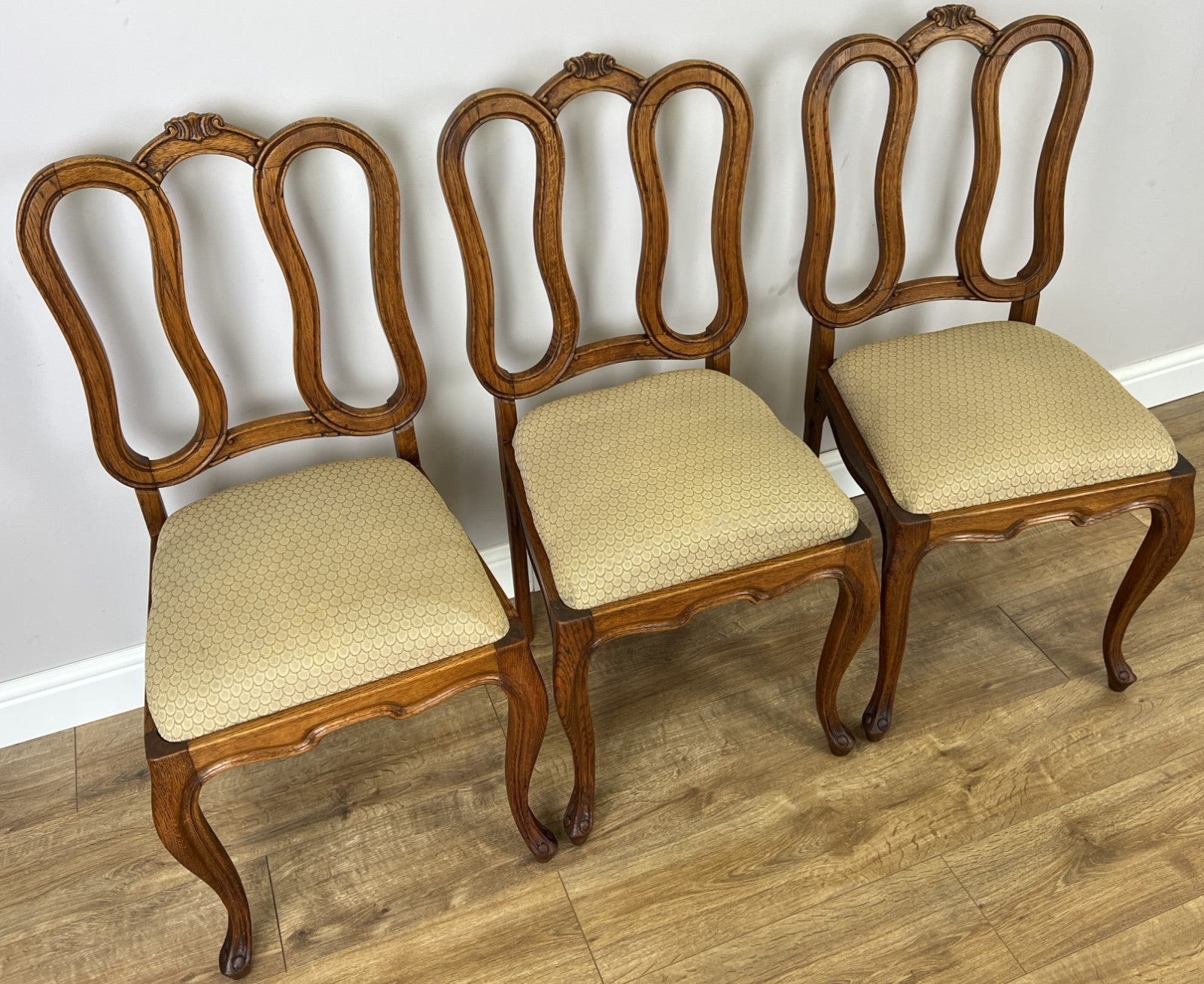 Dining Chairs Vintage French Louis Style Oak Set of 6 Upholstered Seats LOT 63445