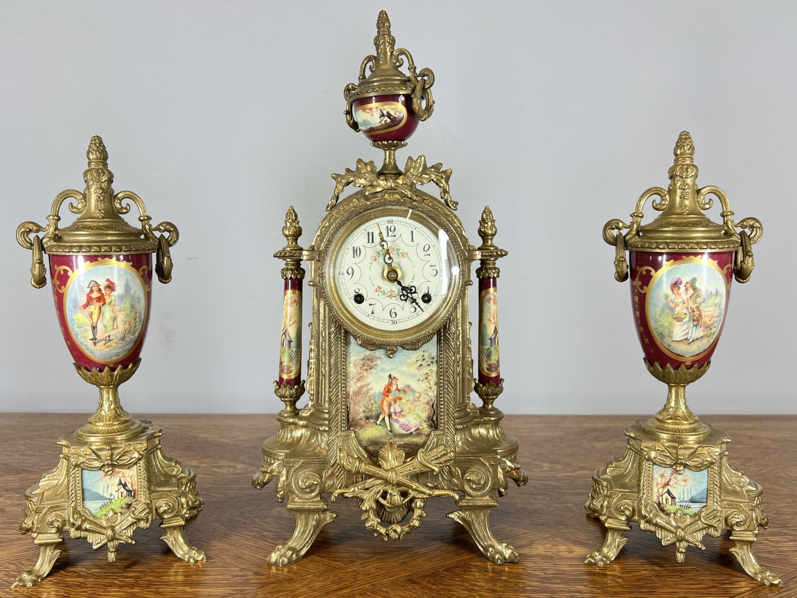 Lancini Imperial Ormolu Porcelain Gilt Brass Mantle Clock  LOT 46380