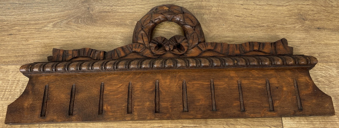 Pediment Antique French Style Oak Hand Carved Decorative Crest LOT 61770