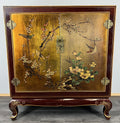 Cabinet Vintage Chinese Hand Painted Floral Bird Lacquer Sideboard LOT 43962