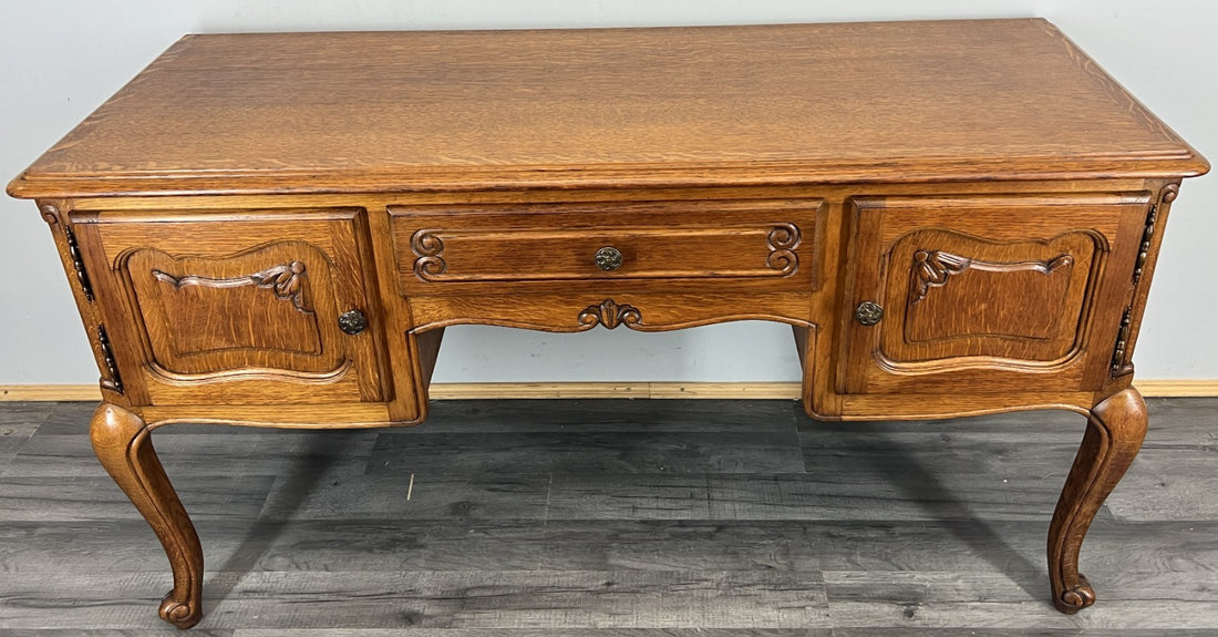 Cabinet Vintage French Louis XVI Style Carved Desk Oak Sideboard LOT 45130