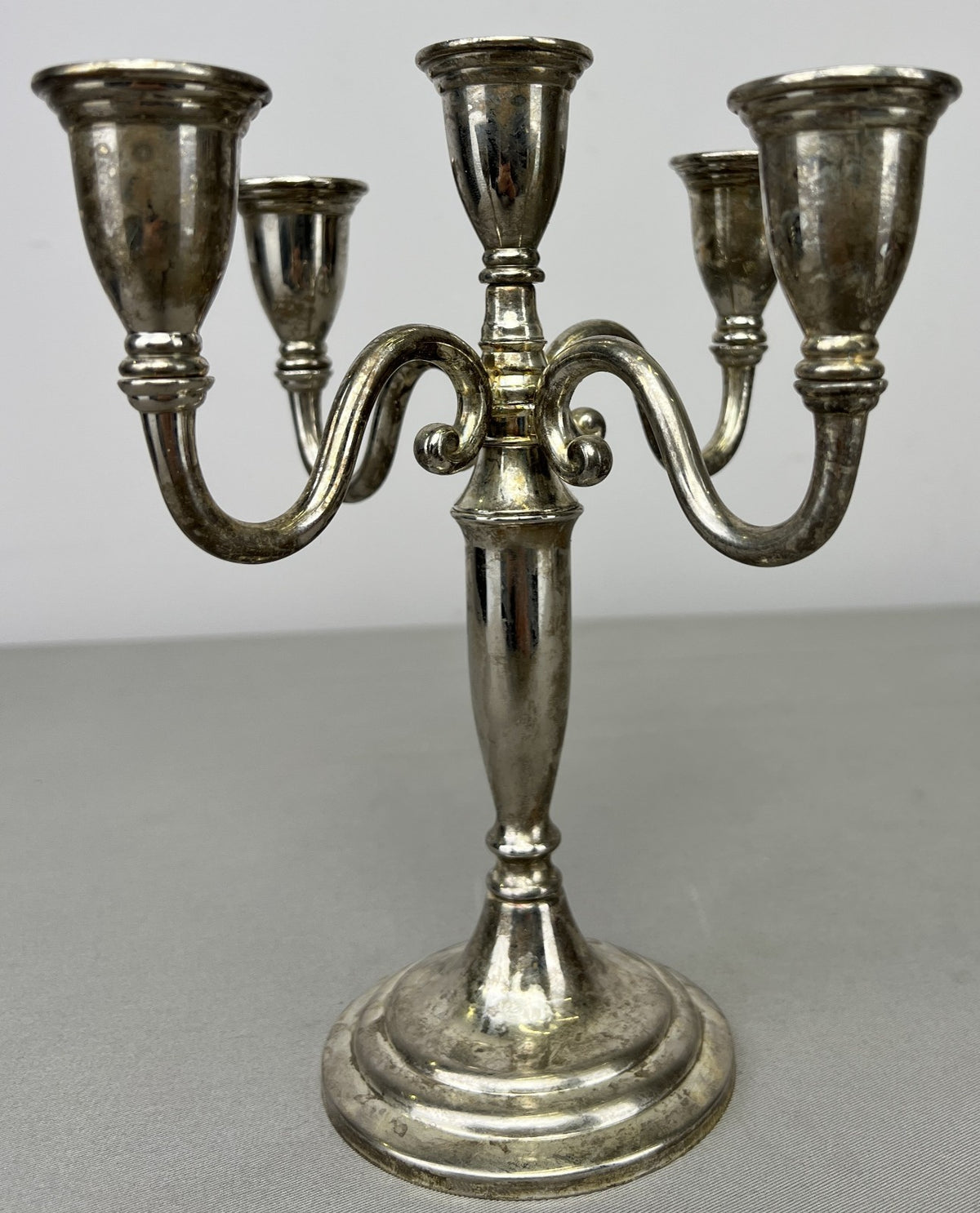 Pair of Candelabras Vintage French Style Metal Five Arm Candle Holders LOT 6482