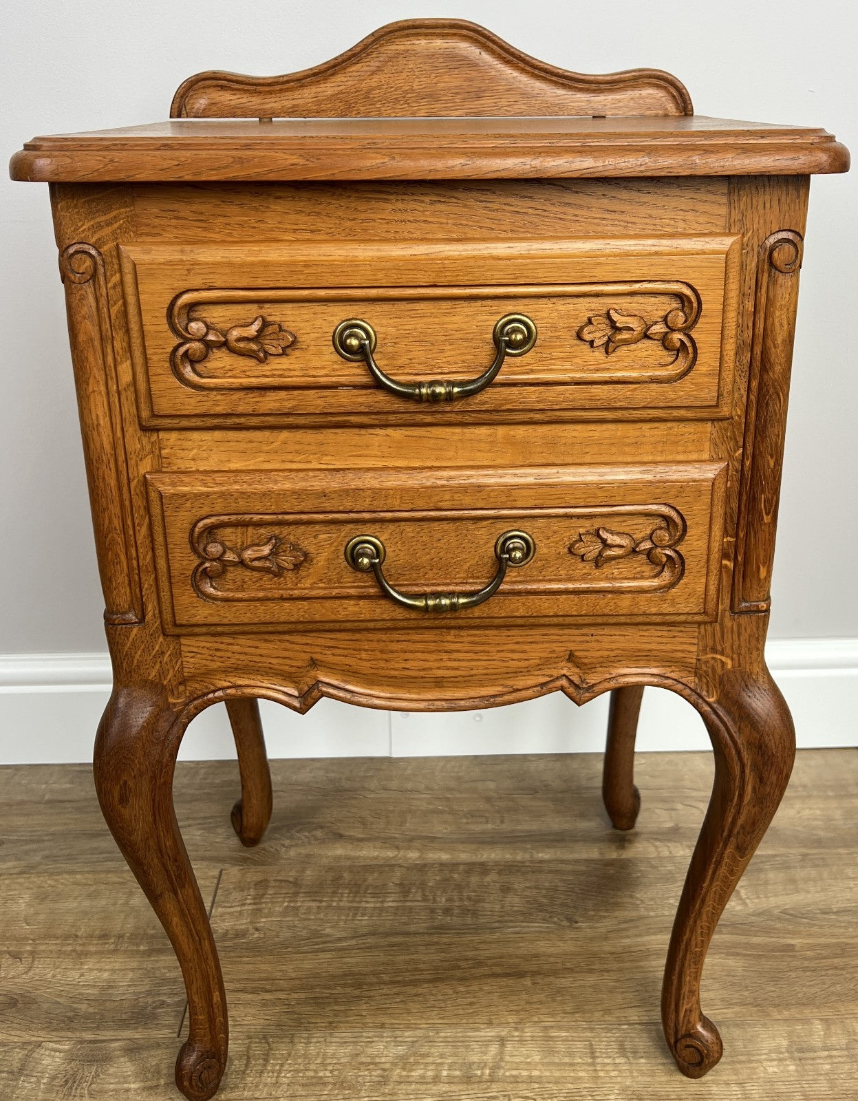 Pair of  Bedside Tables Vintage French Louis Oak Nightstands Cabinets LOT 48663