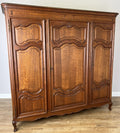 Wardrobe Vintage French Louis XVI Style Triple Door Oak Carved Armoire LOT 60781