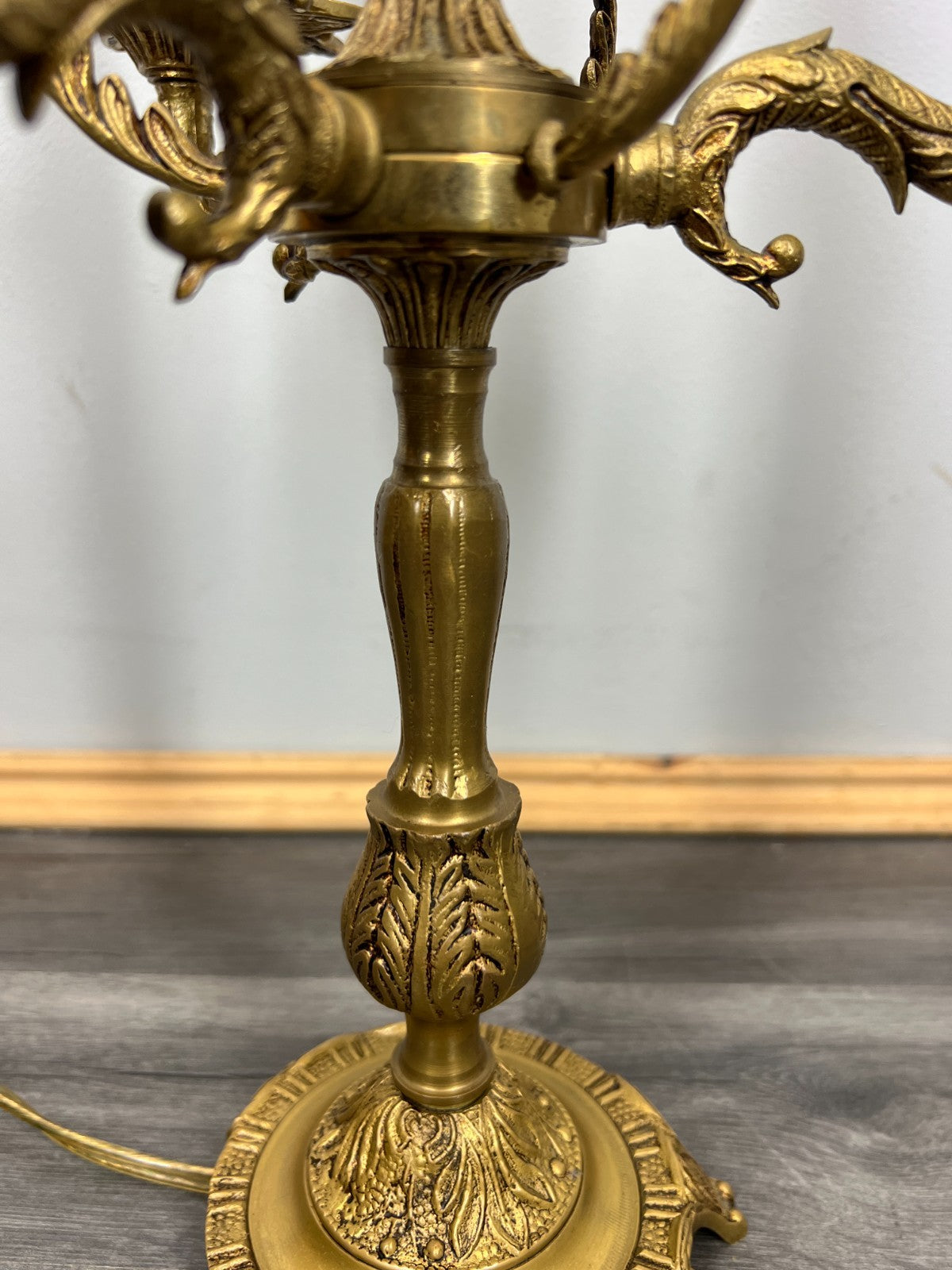Lamp Vintage French Brass 3 Arm Candelabra Light Ornate Rococo Design LOT 44503