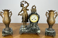 Clock Vintage French Style Marble Clock Figurine Garniture Set LOT 60610