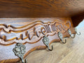 Coat Rack Vintage French Carved Oak Wall Mounted 6 Hooks Rack Hanger LOT 63686