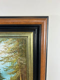 Painting Vintage Oil Painting Framed Lake Mountains Scene 73cm x 83cm LOT 50522
