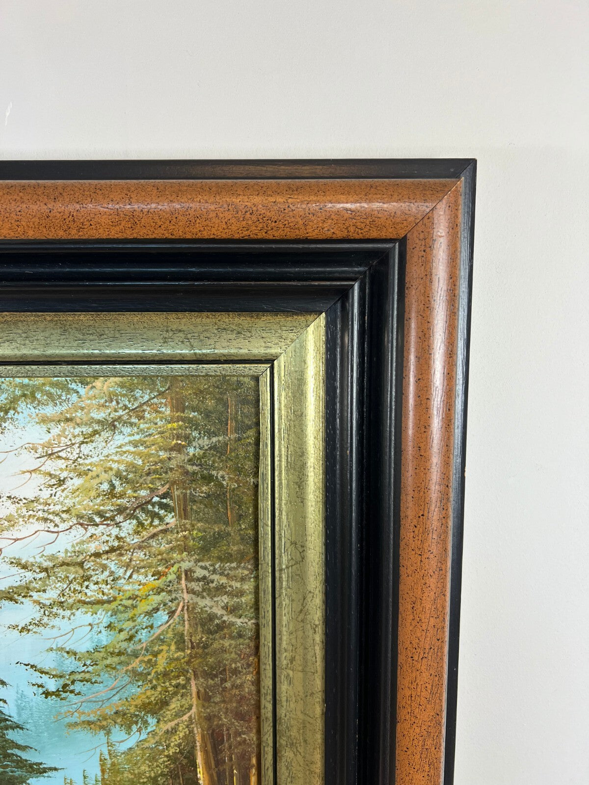Painting Vintage Oil Painting Framed Lake Mountains Scene 73cm x 83cm LOT 50522