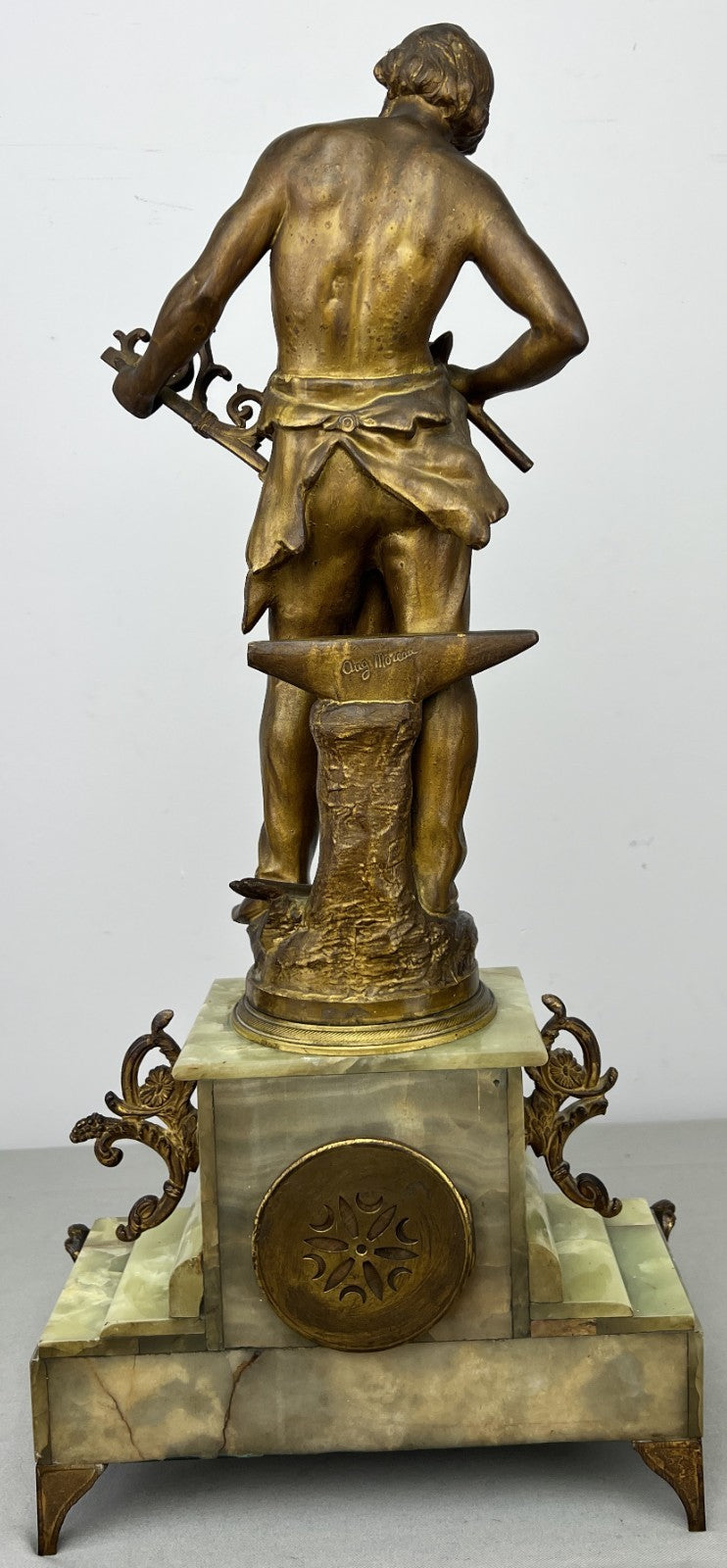 Clock Antique French Ornate Figural Marble Forgeron Mantel Clock LOT 6479