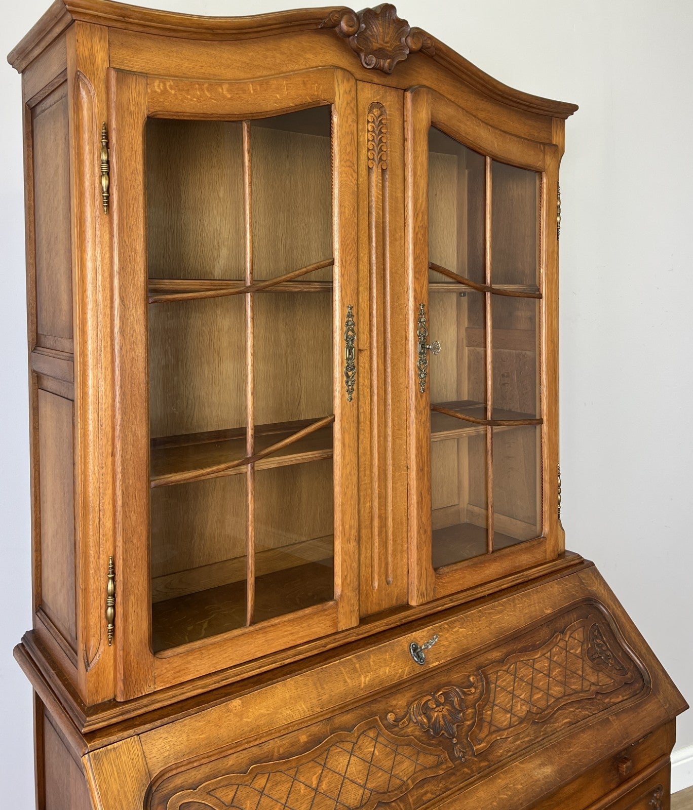 Cabinet Vintage French Louis XVI Oak Bureau Bookcase Display Cabinet LOT 63432