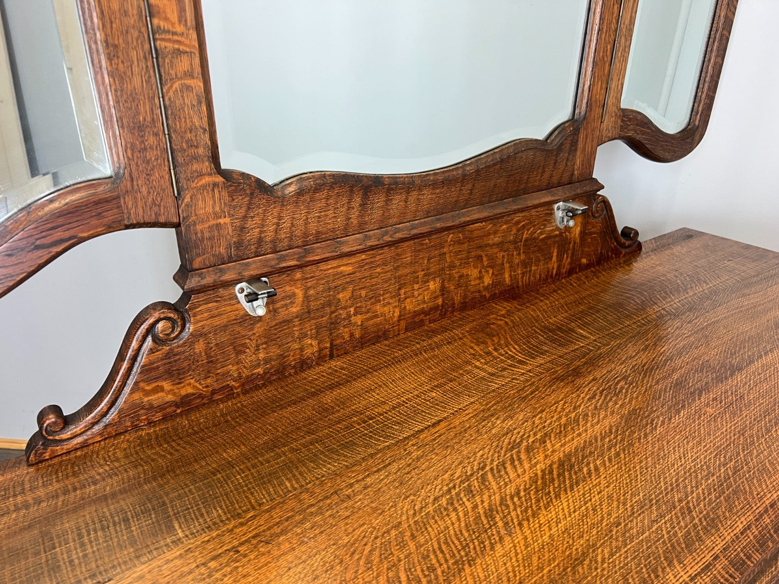 Vintage Dressing Table with Mirror French Louis Oak Vanity Table Makeup LOT 45194