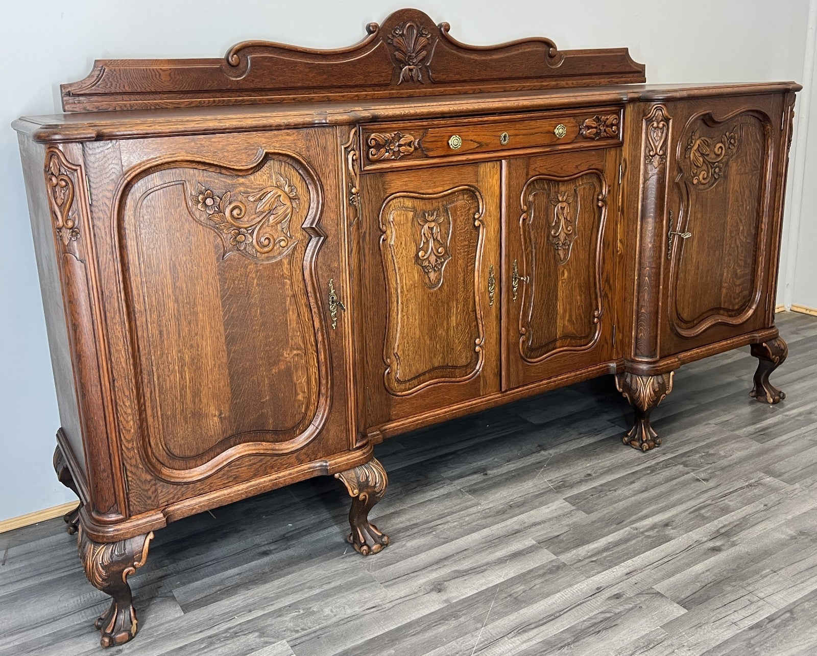 Sideboard Vintage French Buffet Oak Carved Cabinet Ornate Cupboard LOT 45101