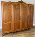 Wardrobe Vintage French Louis XVI Style Oak Four Door Carved Armoire LOT 6495