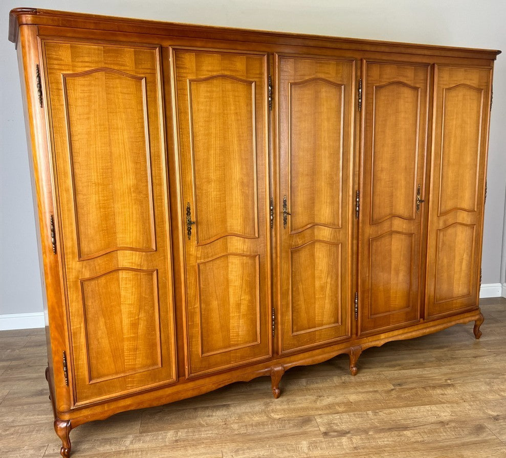 Wardrobe Vintage French Louis XVI Style Five Door Carved Armoire LOT 49850