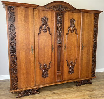 Wardrobe Vintage French Style Four Door Carved Armoire Cabinet LOT 61470