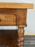 Cabinet Antique French Style Oak Carved Table with Two Drawers LOT 48007