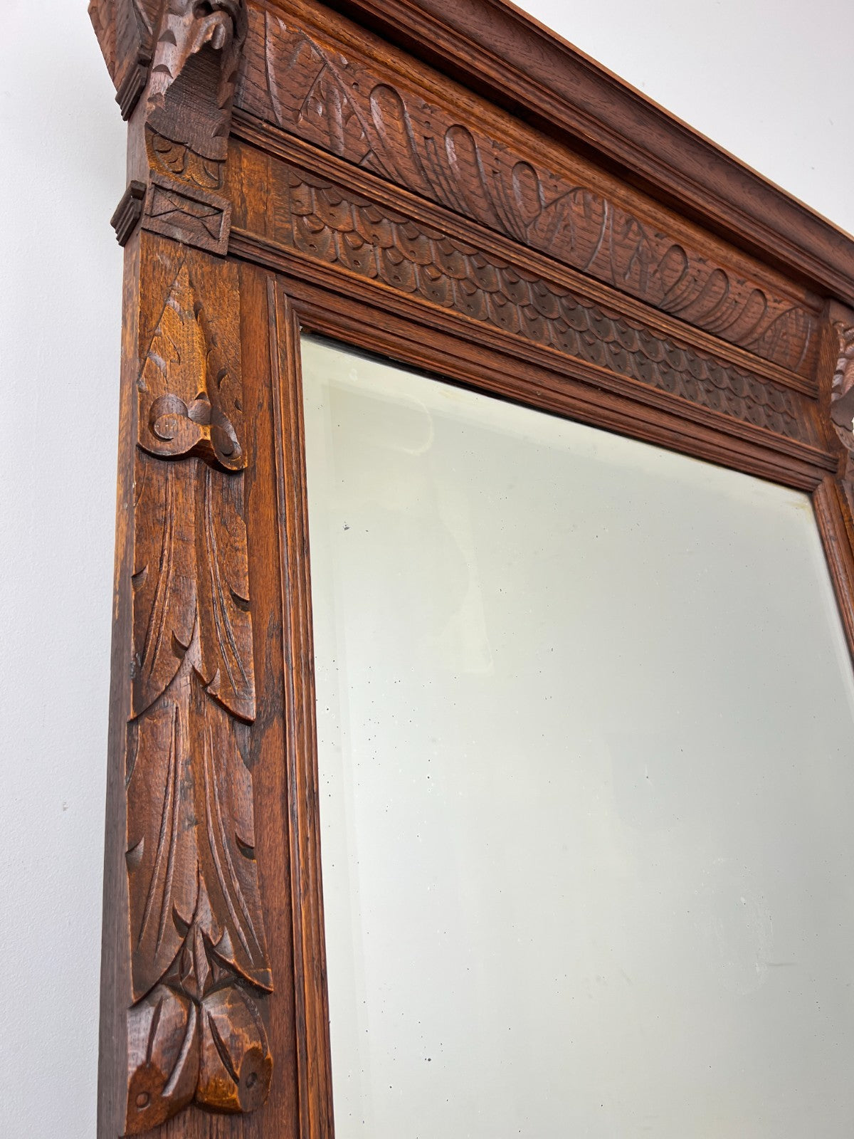 Mirror Antique French Oak Wall Mirror Home Decor Carved Wall Frame LOT 63717