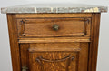Bedside Table Antique French Marble Top Oak Cabinet Carved Cupboard LOT 63944