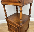 Pair of Bedside Tables Antique French Marble Top Carved Oak Cabinets LOT 49177