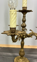 Lamp Vintage French Brass 3 Arm Candelabra Light Ornate Rococo Design LOT 44512