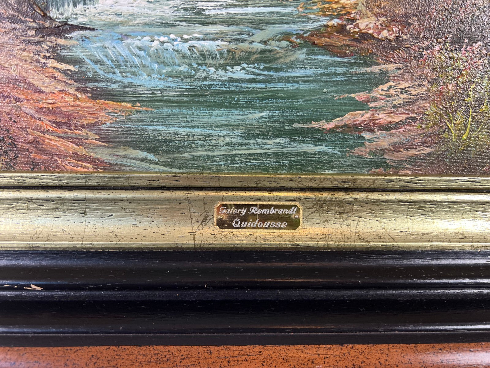 Painting Vintage Oil Painting Framed Lake Mountains Scene 73cm x 83cm LOT 50529