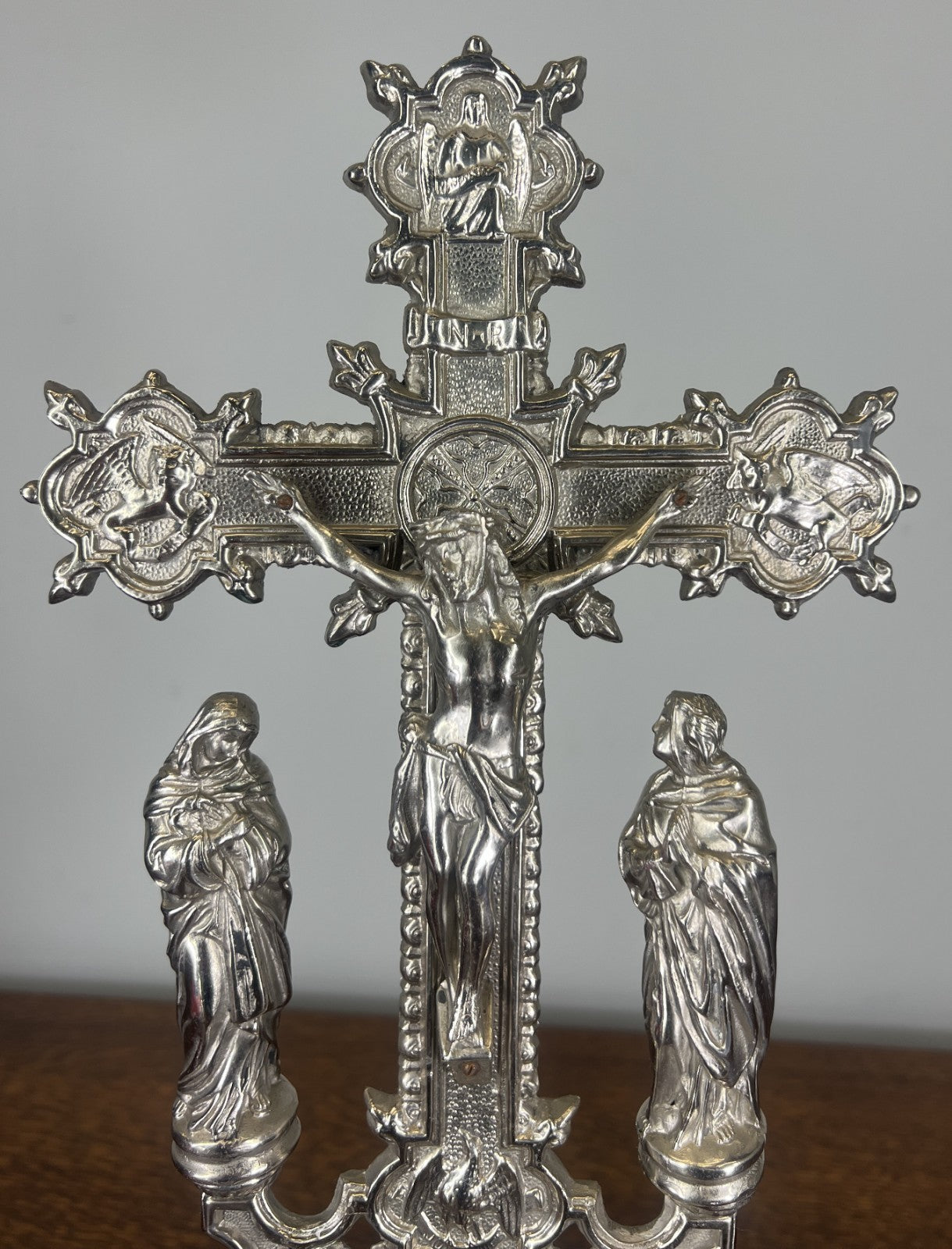 Crucifix Vintage French Style Metal Ornate Religious Altar Cross LOT 47632