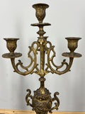 Clock Set Vintage French Onyx Brass Mantel Clock with 4-Arm Candelabras LOT 441315