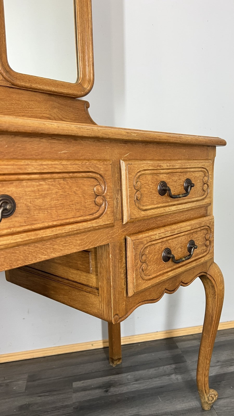 Vintage Dressing Table with Mirror French Oak Louis Vanity Table Makeup LOT 456411