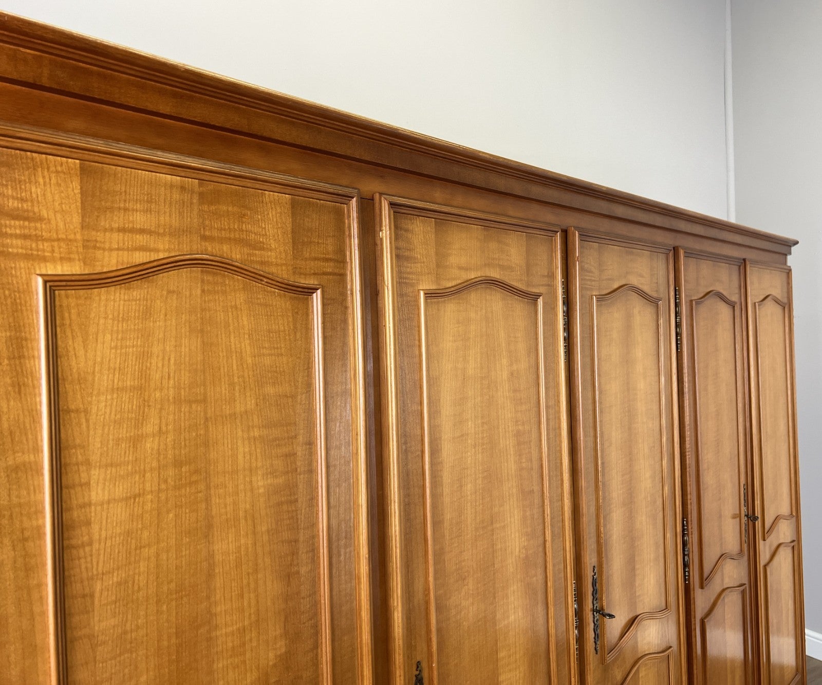 Wardrobe Vintage French Louis XVI Style Five Door Carved Armoire LOT 49858