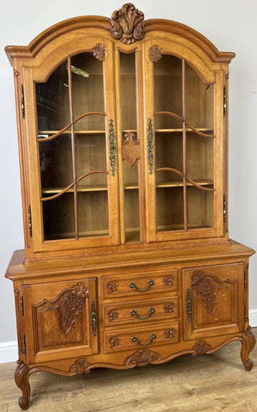 Bookcase Vintage French Louis XVI Oak Display Cabinet Carved Sideboard LOT 62850