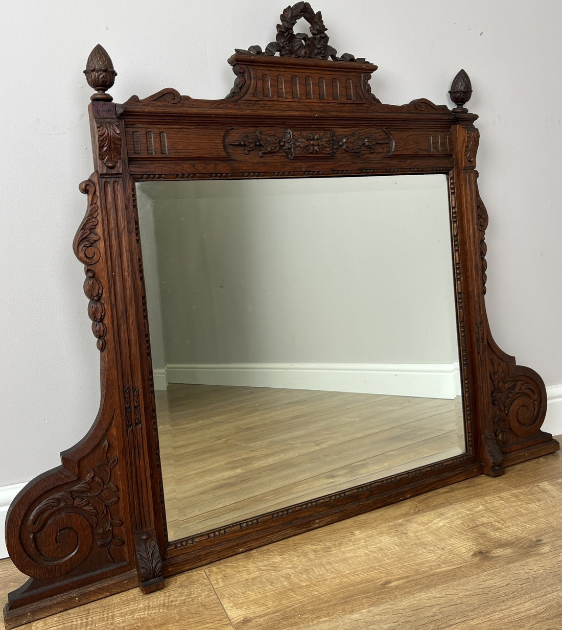 Mirror Antique French Style Oak Wall Mirror Carved Decorative Frame LOT 61400
