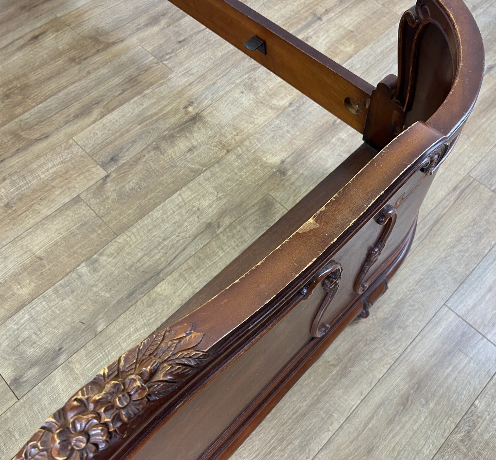 Bed Vintage French Louis XVI King Size Bed Frame Carved Headboard LOT 640312