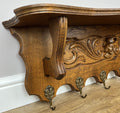 Coat Rack Vintage French Oak Wall Mounted 6 Hooks Carved Rack Hanger LOT 62024
