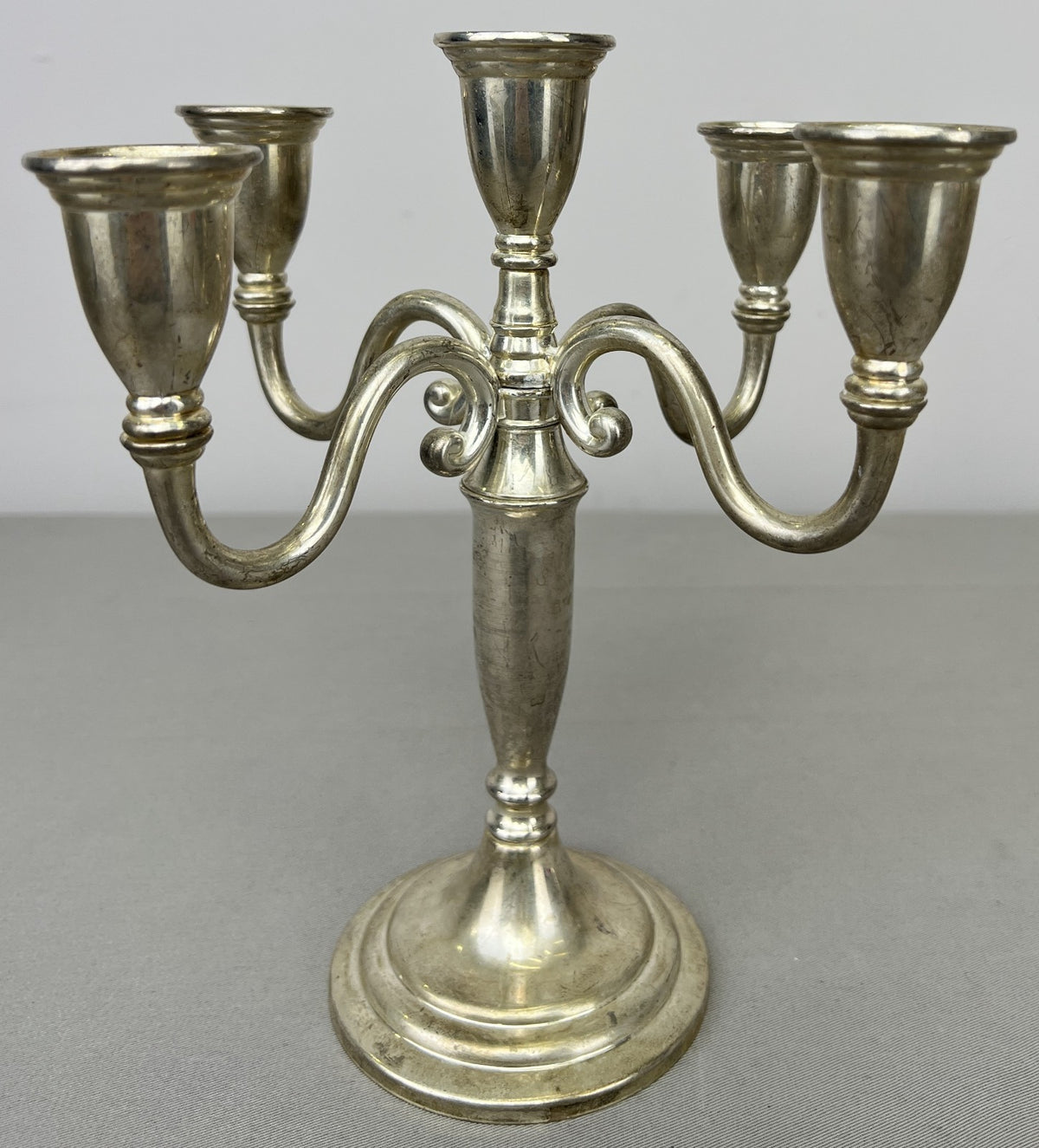 Pair of Candelabras Vintage French Style Metal Five Arm Candle Holders LOT 6485
