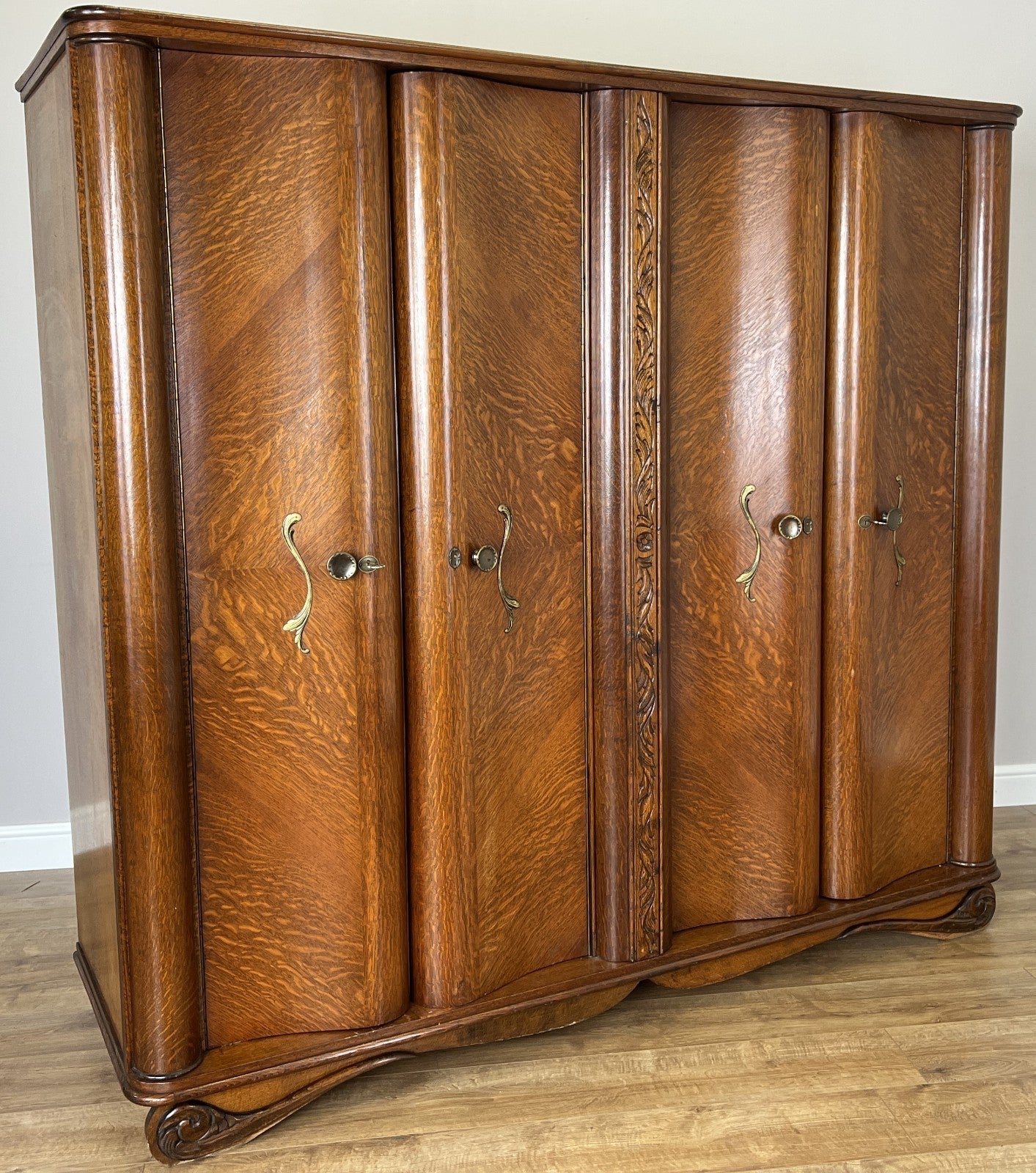 Wardrobe Vintage French Style Four Door Carved Armoire Cabinet LOT 61460