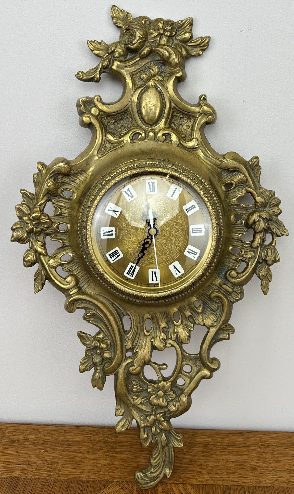 Wall Clock Vintage French Style Brass Hanging Clock Quartz Movement LOT 60490