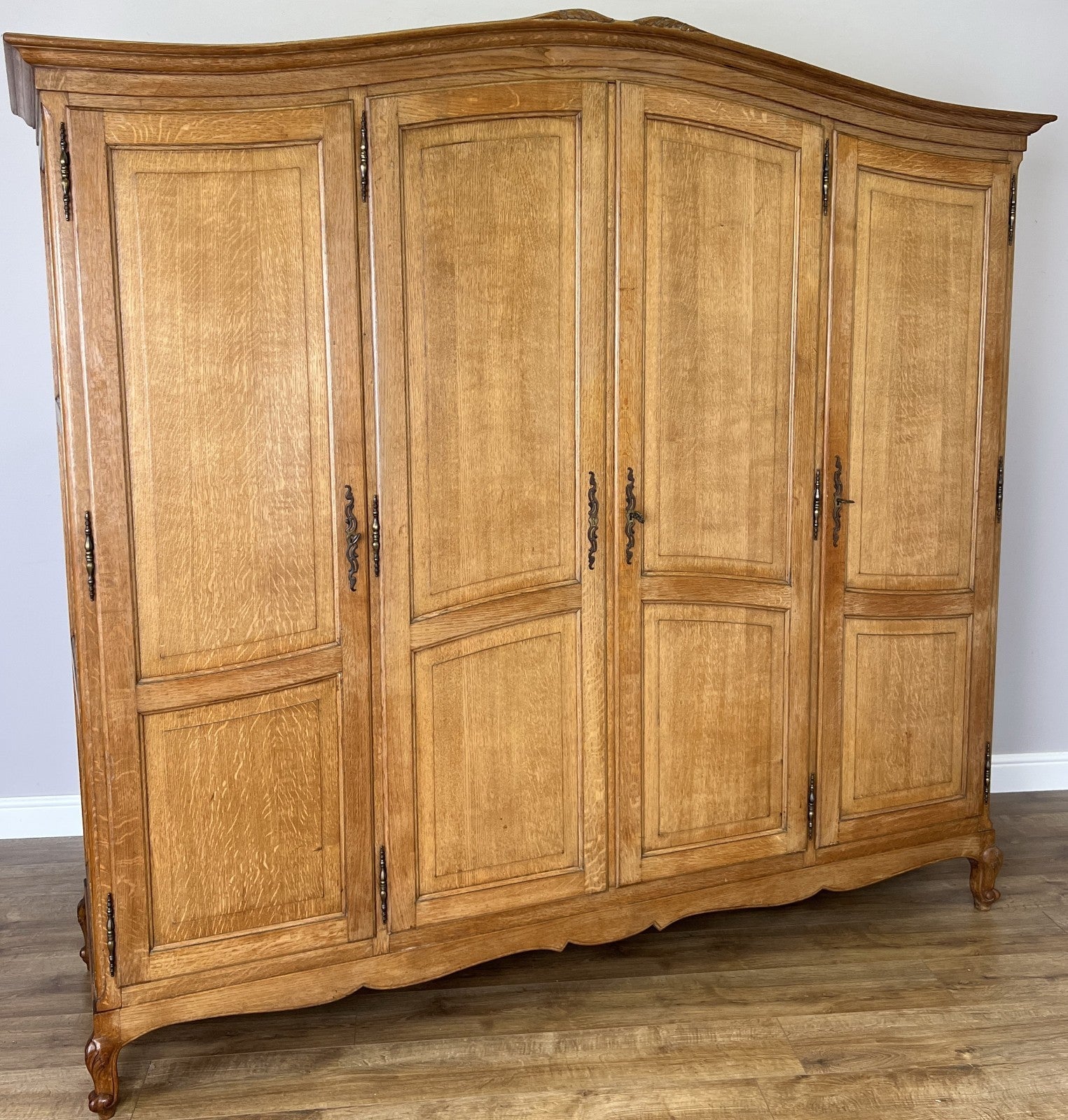 Wardrobe Vintage French Louis XVI Style Oak Four Door Carved Armoire LOT 61062