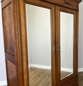 Wardrobe Antique French Style Oak Two Door Carved Mirrored Armoire LOT 61621